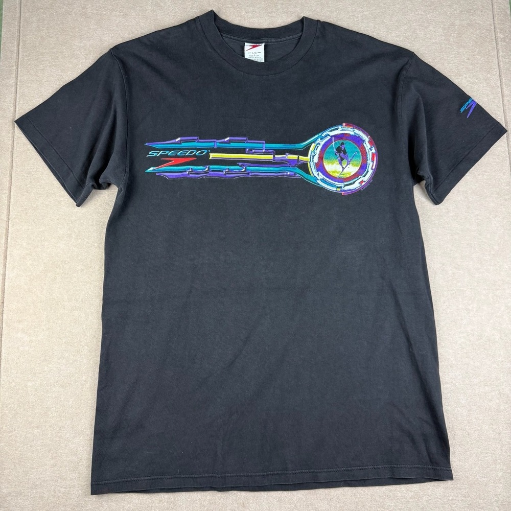 Vintage Speedo Shirt Mens L Surfing Water Sports 1990 USA Single‎ Stitch Sleeves